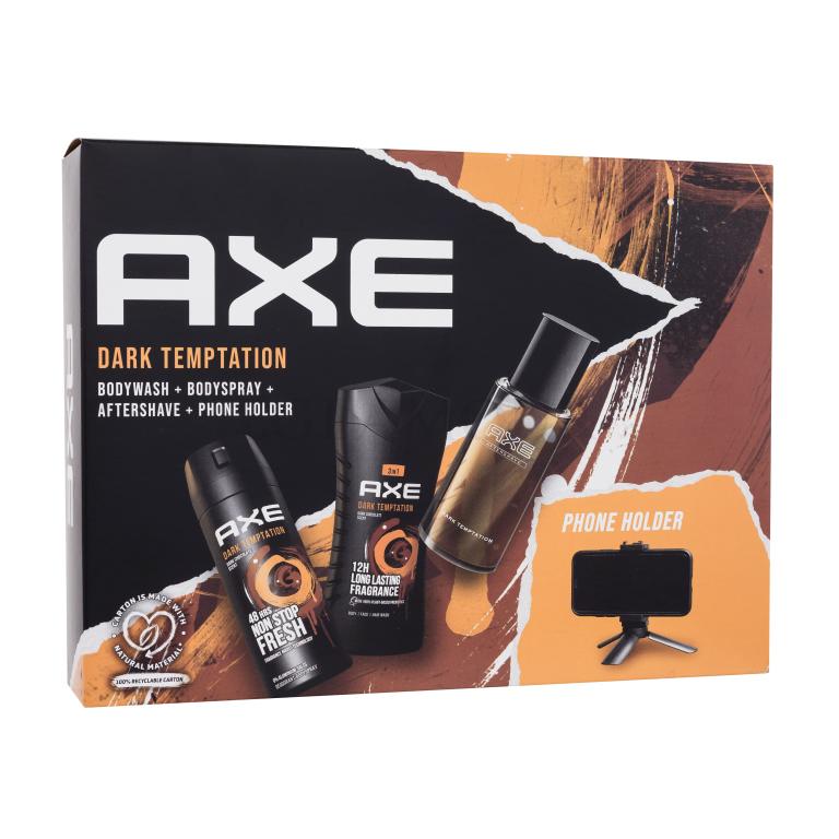 Axe Dark Temptation Zestaw żel pod prysznic 250 ml + dezodorant 150 ml + płyn po goleniu 100 ml + uchwyt na telefon