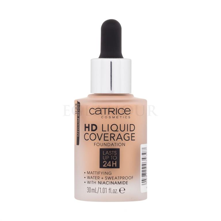 Catrice HD Liquid Coverage 24H Podkład dla kobiet 30 ml Odcień 034 Medium Beige