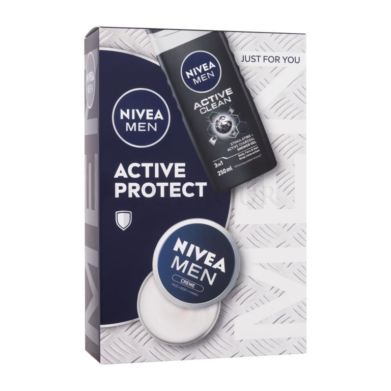 Nivea Men Active Protect Zestaw krem do twarzy, ciała i rąk Men Creme 75 ml + żel pod prysznic Men Active Clean 250 ml