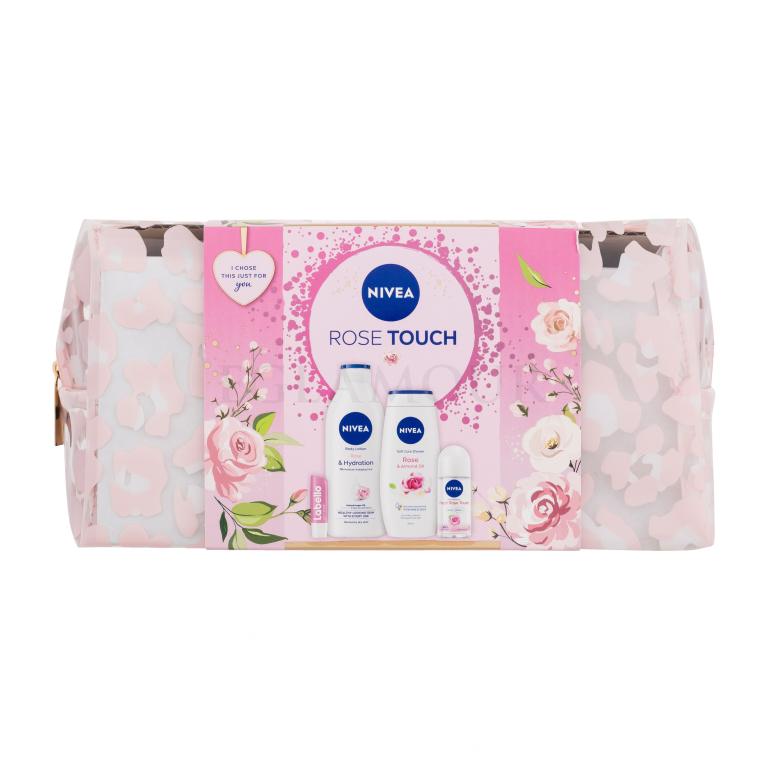 Nivea Rose Touch Zestaw antyperspirant Fresh Rose Touch 50 ml + mleczko do ciała Rose &amp; Hydration 400 ml + żel pod prysznic Rose &amp; Almond Oil 250 ml + balsam do ust Labello Soft Rosé 4,8 g + kosmetyczka