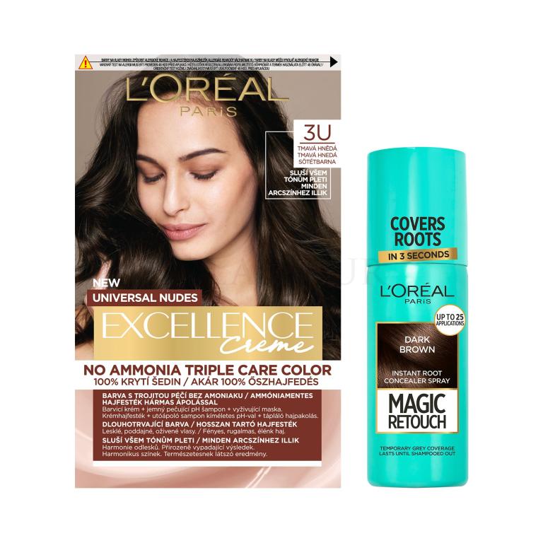 Zestaw Farba do włosów L&#039;Oréal Paris Magic Retouch Instant Root Concealer Spray + Farba do włosów L&#039;Oréal Paris Excellence Creme Triple Protection