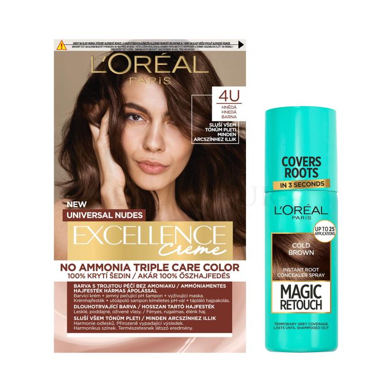 Zestaw Farba do włosów L&#039;Oréal Paris Magic Retouch Instant Root Concealer Spray + Farba do włosów L&#039;Oréal Paris Excellence Creme Triple Protection