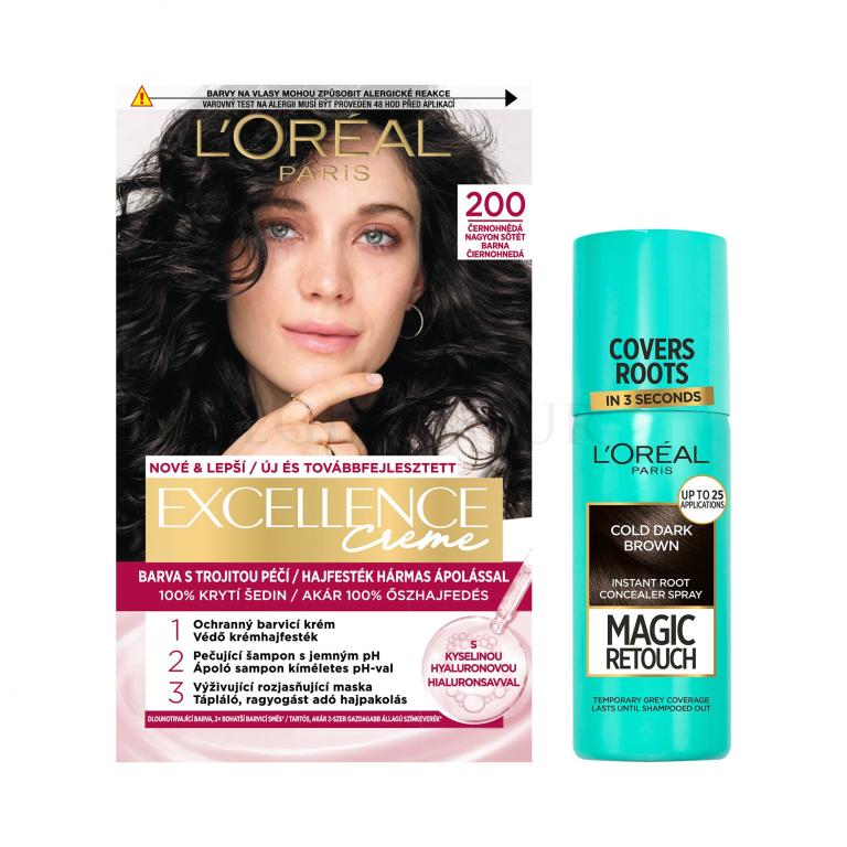 Zestaw Farba do włosów L&#039;Oréal Paris Excellence Creme Triple Protection + Farba do włosów L&#039;Oréal Paris Magic Retouch Instant Root Concealer Spray