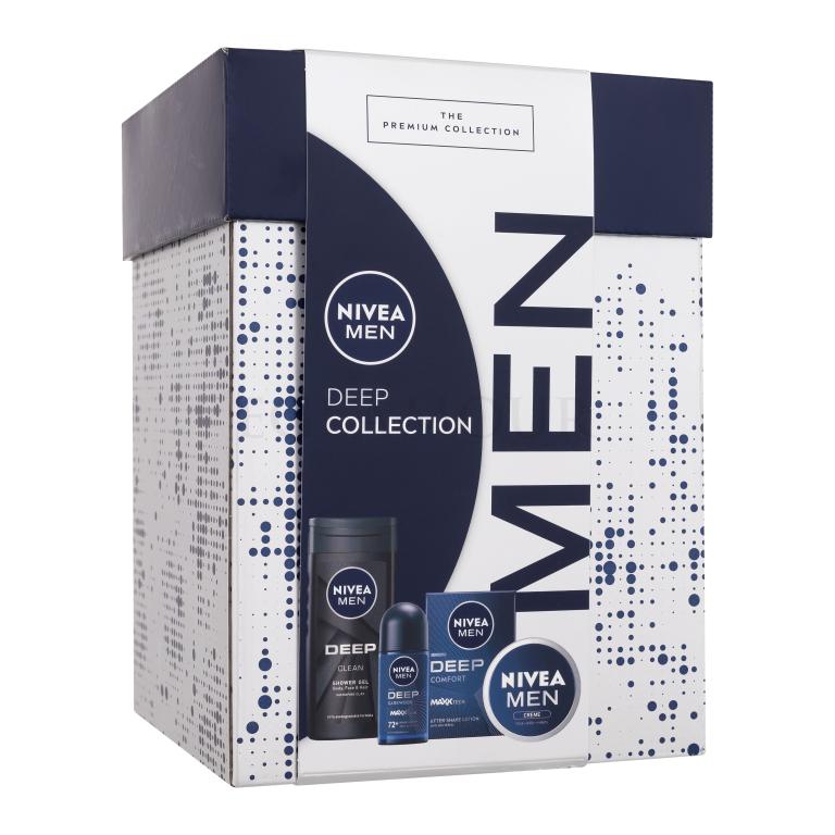 Nivea Men Deep Collection Zestaw krem do twarzy, ciała i rąk Men Creme 75 ml + woda po goleniu Men Deep Comfort 100 ml + antyperspirant Men Deep Darkwood 50 ml + żel pod prysznic Men Deep Clean 250 ml