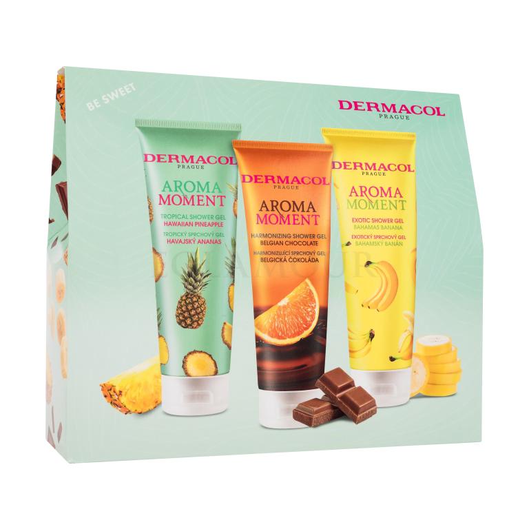 Dermacol Aroma Moment Be Sweet Zestaw żel pod prysznic Hawaiian Pineapple 250 ml + żel pod prysznic Belgian Chocolate 250 ml + żel pod prysznic Bahamas Banana 250 ml