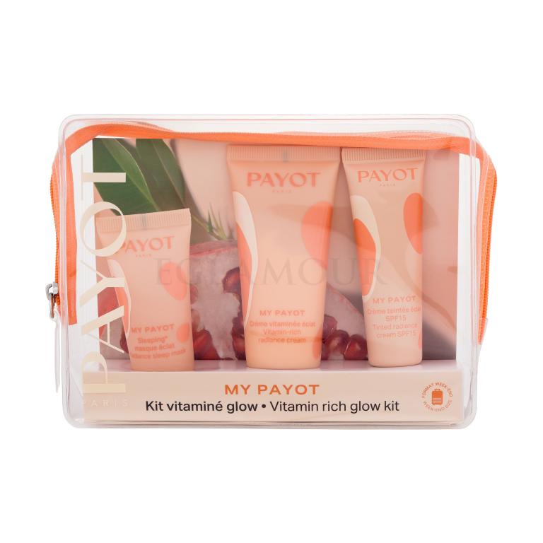 PAYOT My Payot Vitamin Rich Glow Kit Zestaw krem do twarzy na dzień 30 ml + krem do twarzy SPF 15 20 ml + maska na noc 15 ml + torebka