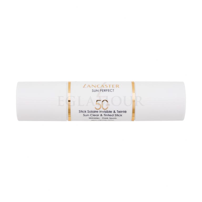 Lancaster Sun Perfect Sun Clear &amp; Tinted Stick SPF50 Preparat do opalania twarzy dla kobiet 12 g Uszkodzone pudełko