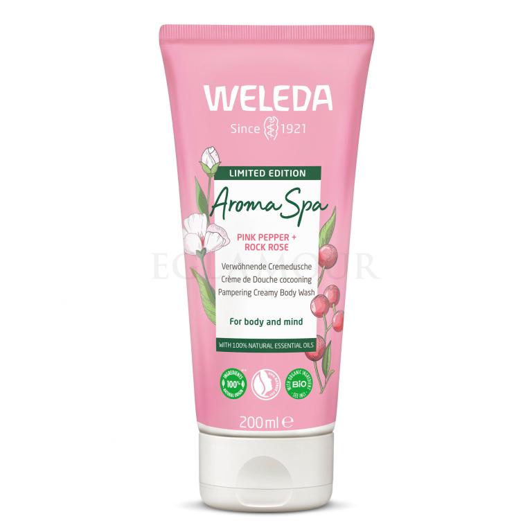 Weleda Aroma Spa Pink Pepper + Rock Rose Pampering Creamy Body Wash Krem pod prysznic dla kobiet 200 ml