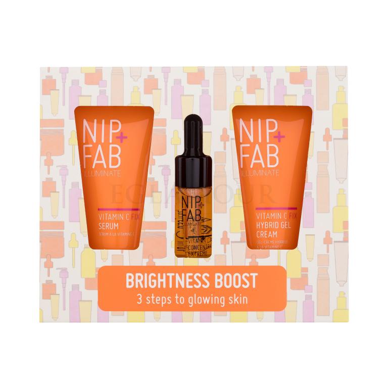 NIP+FAB Illuminate Brightness Boost Zestaw serum do twarzy Vitamin C Fix Serum 20 ml + żel-krem do twarzy Vitamin C Fix Hybrid Gel Cream 20 ml + serum do twarzy Vitamin C Fix Concentrate Extreme 10 ml