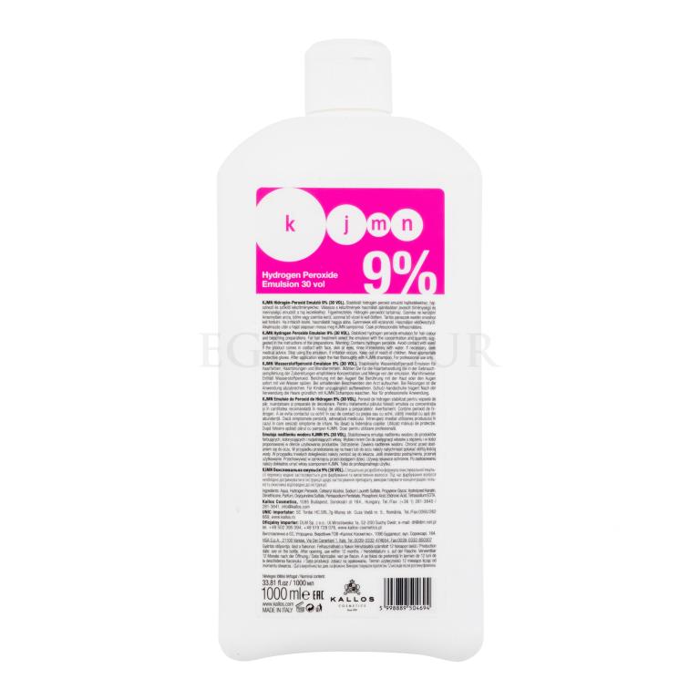 Kallos Cosmetics KJMN Hydrogen Peroxide Emulsion 9% Farba do włosów dla kobiet 1000 ml uszkodzony flakon