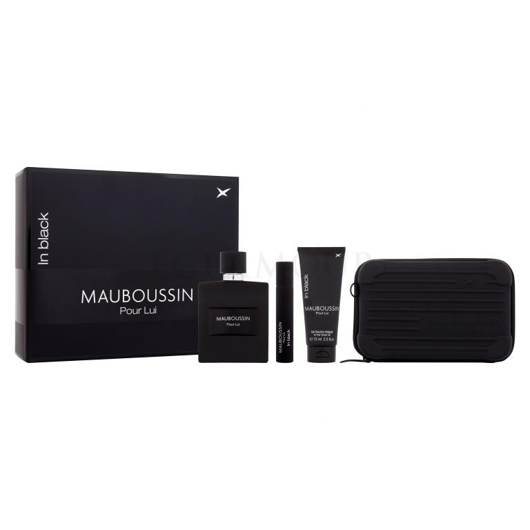 Mauboussin Pour Lui In Black Zestaw woda perfumowana 100 ml + żel pod prysznic 75 ml + woda perfumowana 20 ml + torba crossbody