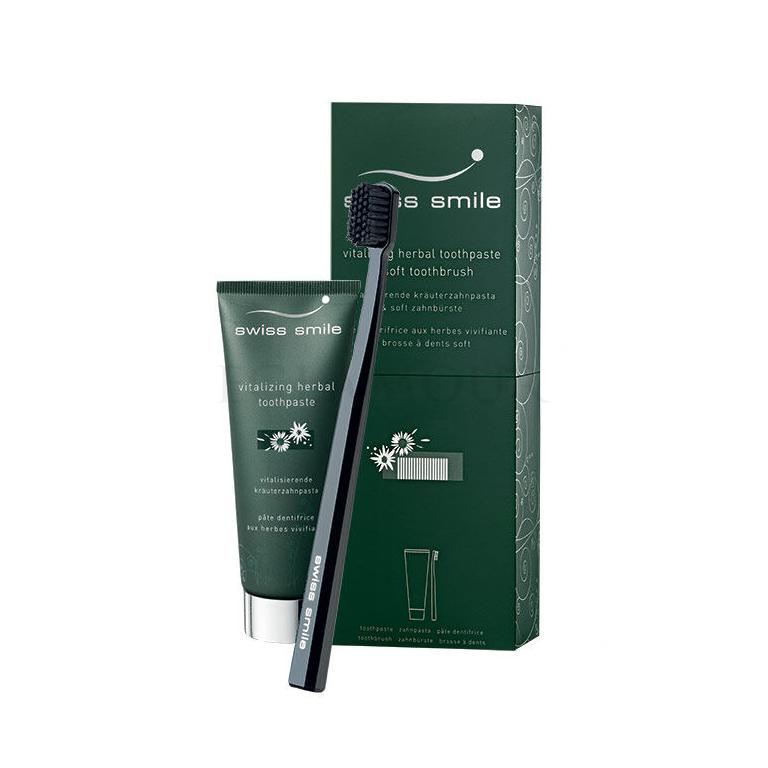 swiss smile Vitalizing Herbal Zestaw 75ml Vitalizing Herbal Toothpaste + 1szt Sensitive-Soft Toothbrush Green