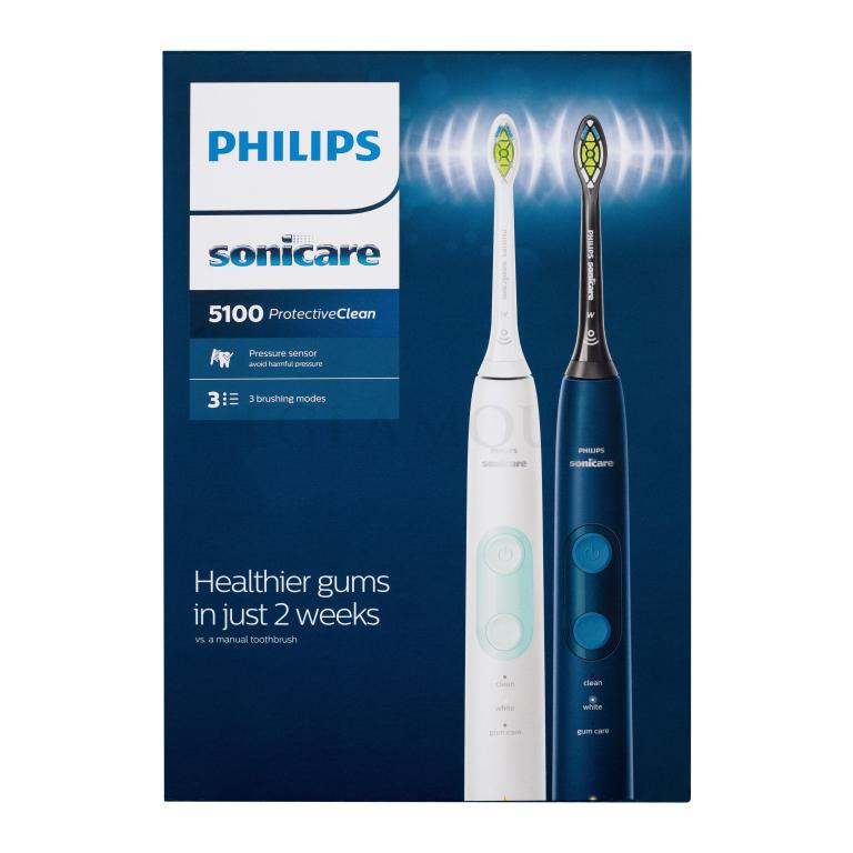 Philips Sonicare 5100 Protective Clean HX6851/34 Zestaw soniczna szczoteczka do zębów Sonicare 5100 Protective Clean Navy Blue 1 szt. + soniczna szczoteczka do zębów Sonicare 5100 Protective Clean White 1 szt. Uszkodzone pudełko