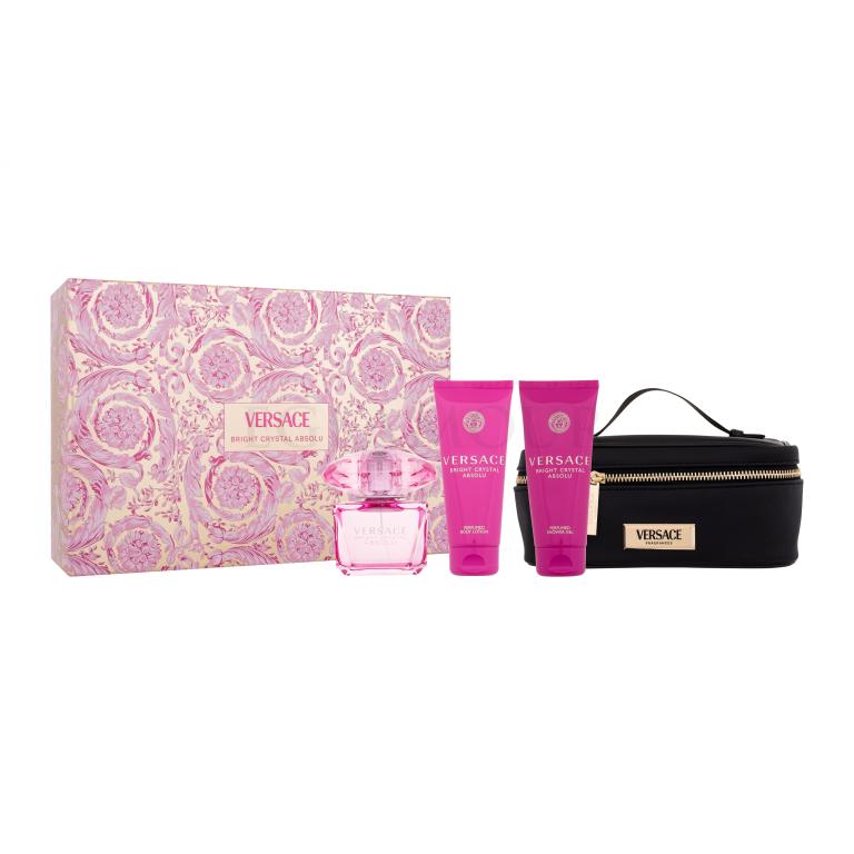 Versace Bright Crystal Absolu SET1 Zestaw woda perfumowana 90 ml + żel pod prysznic 100 ml + mleczko do ciała 100 ml + kosmetyczka