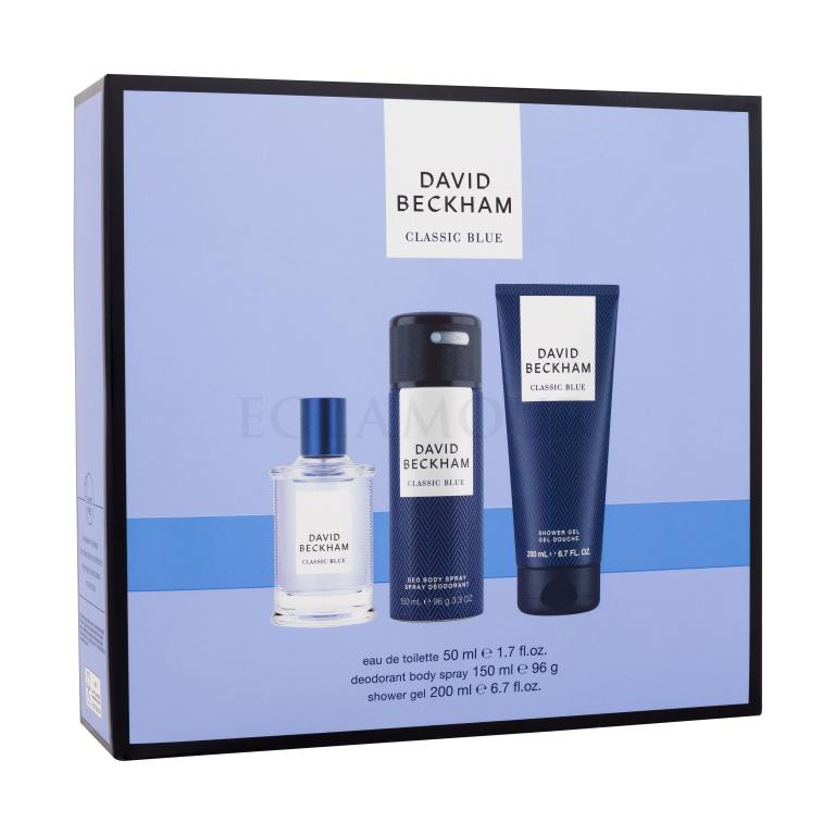 David Beckham Classic Blue Zestaw woda toaletowa 50 ml + żel pod prysznic 200 ml + dezodorant 150 ml