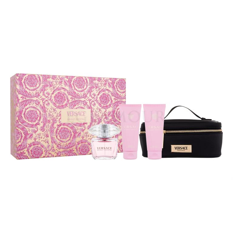 Versace Bright Crystal SET1 Zestaw woda toaletowa 90 ml + mleczko do ciała 100 ml + żel pod prysznic 100 ml + kosmetyczka