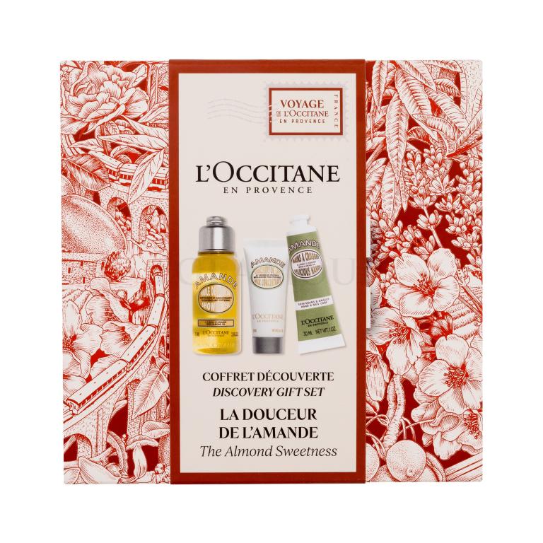 L&#039;Occitane Almond (Amande) Discovery Gift Set Zestaw olejek pod prysznic Almond Shower Oil 75 ml + krem do ciała Almond Milk Concentrate 20 ml + krem do rąk Almond Delicious Hands 30 ml