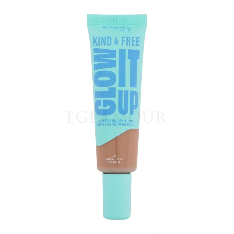 Rimmel London Kind &amp; Free Glow It Up Moisturising Skin Tint Podkład dla kobiet 30 ml Odcień 400 Natural Beige