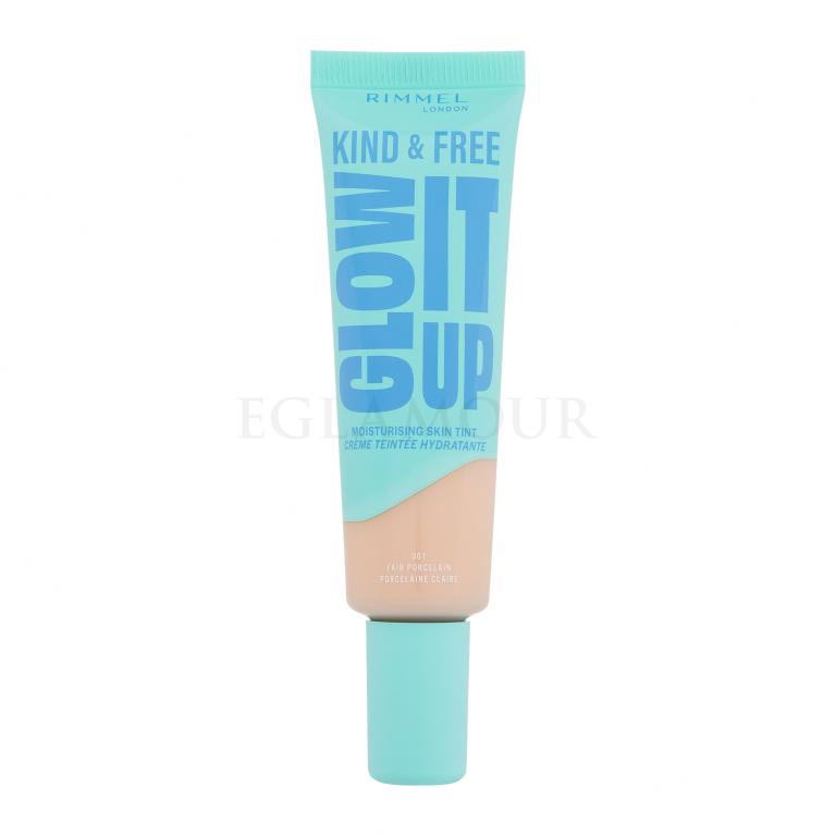 Rimmel London Kind &amp; Free Glow It Up Moisturising Skin Tint Podkład dla kobiet 30 ml Odcień 001 Fair Porcelain