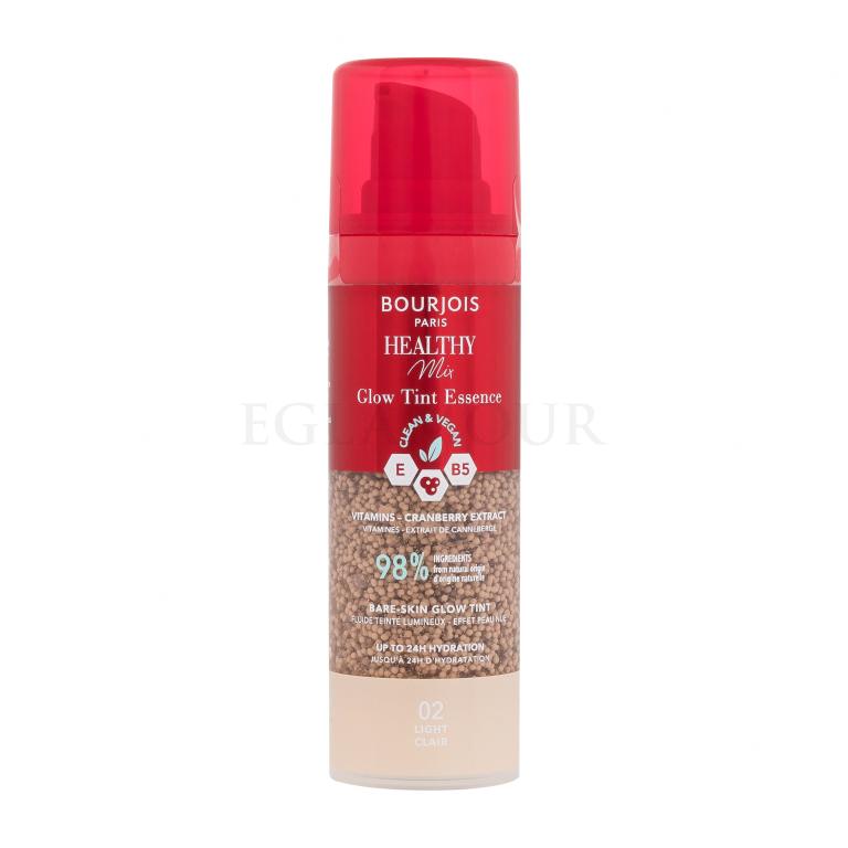 BOURJOIS Paris Healthy Mix Clean &amp; Vegan Glow Tint Essence Podkład dla kobiet 30 ml Odcień 02 Light