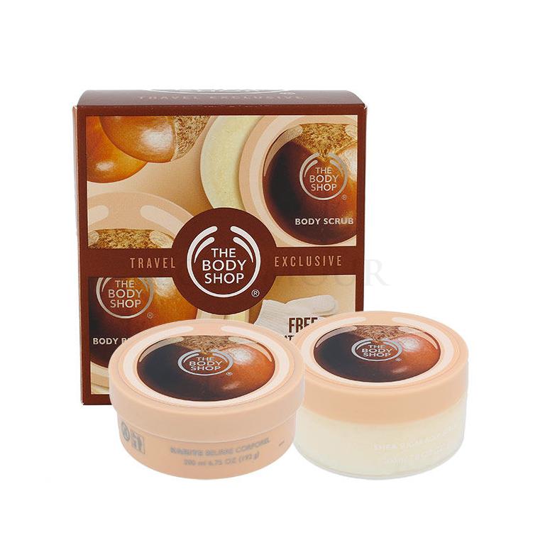 The Body Shop Shea Zestaw 200ml Masło do ciała Shea + 200ml Masło do ciała Shea Sugar + Bath Gloves