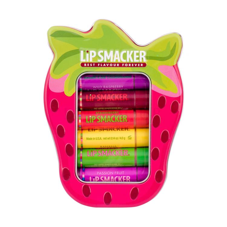 Lip Smacker Fruit Strawberry Zestaw Balsam do ust 6 x 4 g + Pudełeczko