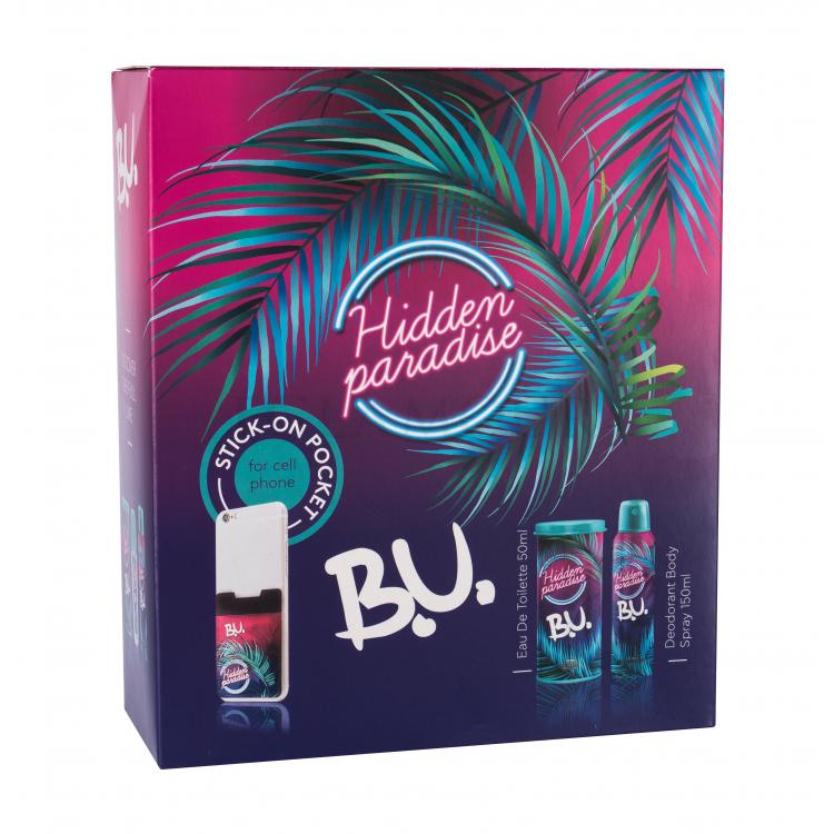 B.U. Hidden Paradise Zestaw Edt 50 ml + Dezodorant 150 ml + naklejka na telefon 1 szt