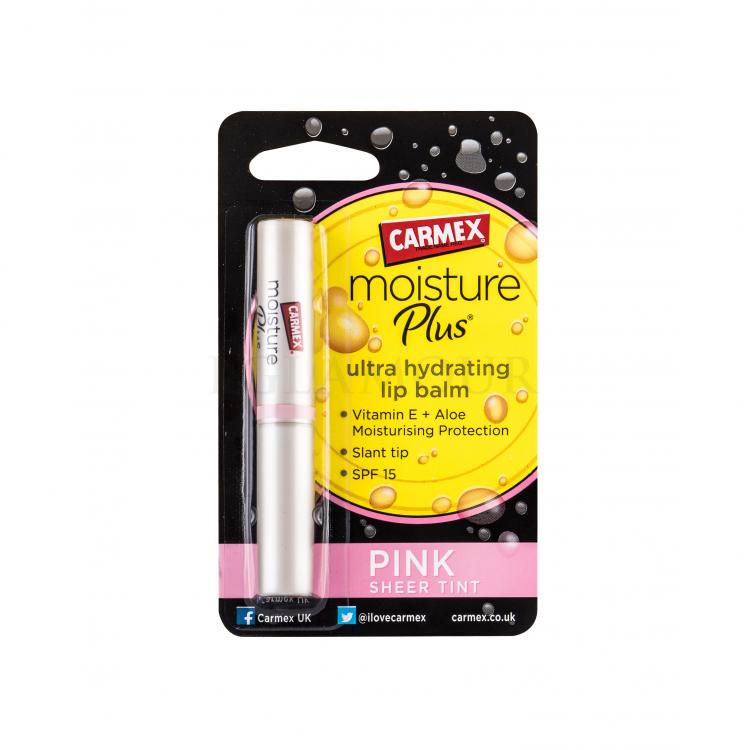 Carmex Moisture Plus SPF15 Balsam do ust dla kobiet 2 g Odcień Pink