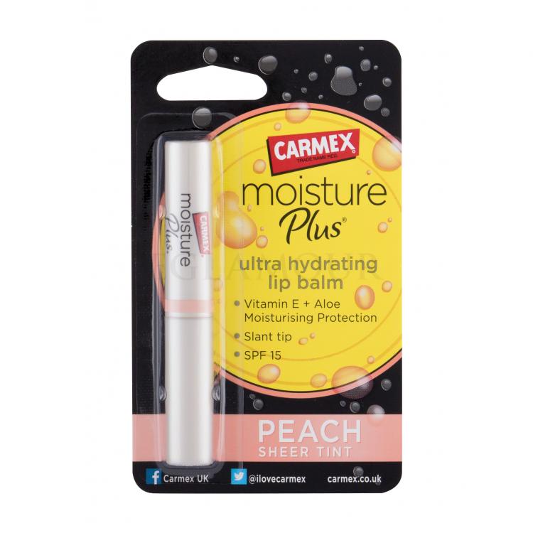 Carmex Moisture Plus SPF15 Balsam do ust dla kobiet 2 g Odcień Peach