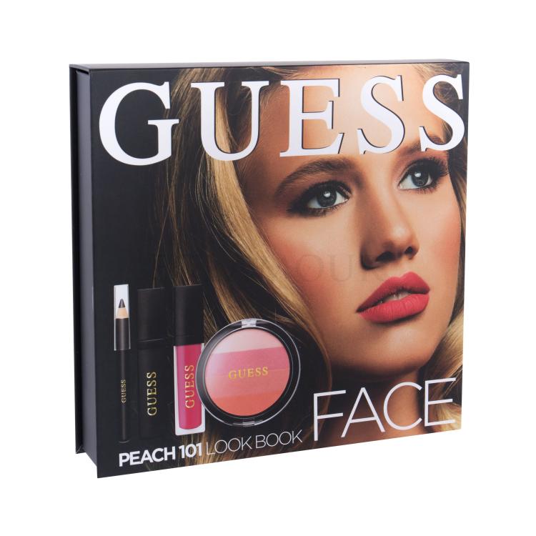 GUESS Look Book Face Zestaw Róż 14 g + Błyszczyk do ust Matte 4 ml + Tusz do rzęs Black 4 ml + Kredka do oczu Black 0,5 g + Lusterko