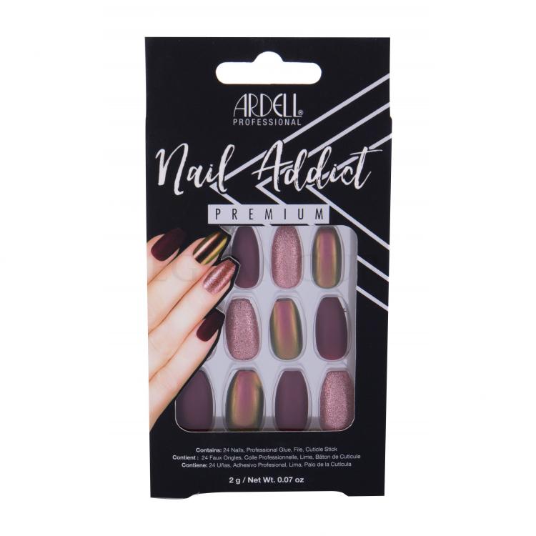 Ardell Nail Addict Premium Sztuczne paznokcie dla kobiet Odcień Red Cateye Zestaw