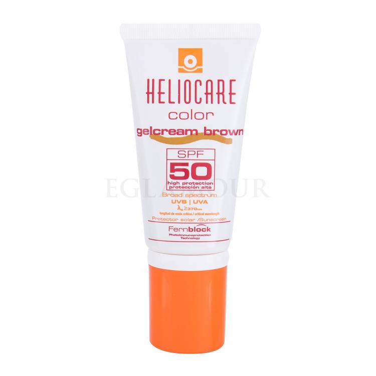 Heliocare Color Gelcream SPF50 Preparat do opalania twarzy dla kobiet 50 ml Odcień Brown