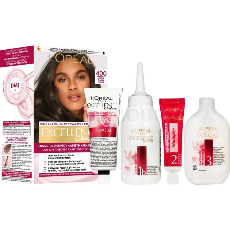 L&#039;Oréal Paris Excellence Creme Triple Protection Farba do włosów dla kobiet 48 ml Odstín 400 Brown