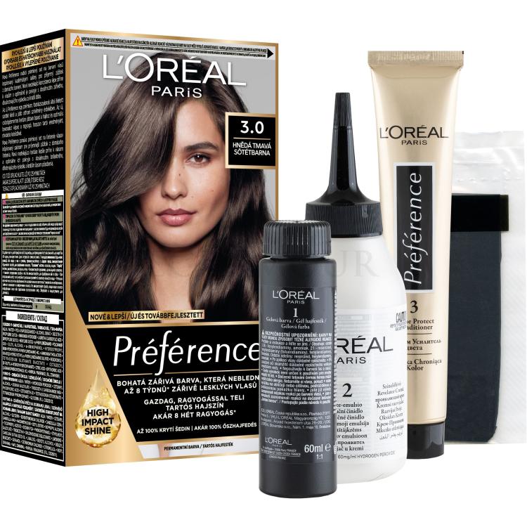 L&#039;Oréal Paris Préférence Farba do włosów dla kobiet 60 ml Odstín 3.0 Brasilia