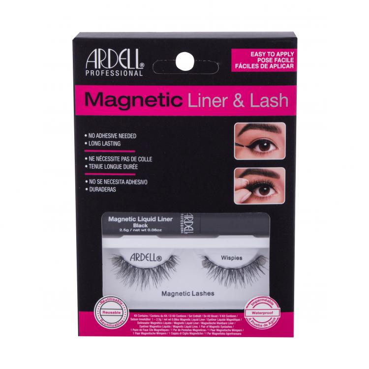 Ardell Magnetic Liner &amp; Lash Wispies Sztuczne rzęsy dla kobiet Odcień Black Zestaw