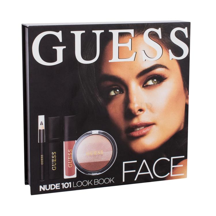 GUESS Look Book Face Zestaw Róż/rozświetlacz 7 g + Tusz do rzęs Volumizing Black 4 ml + Kredka do oczu Black 0,5 g + Matowa pomadka w płynie ml + Lusterko