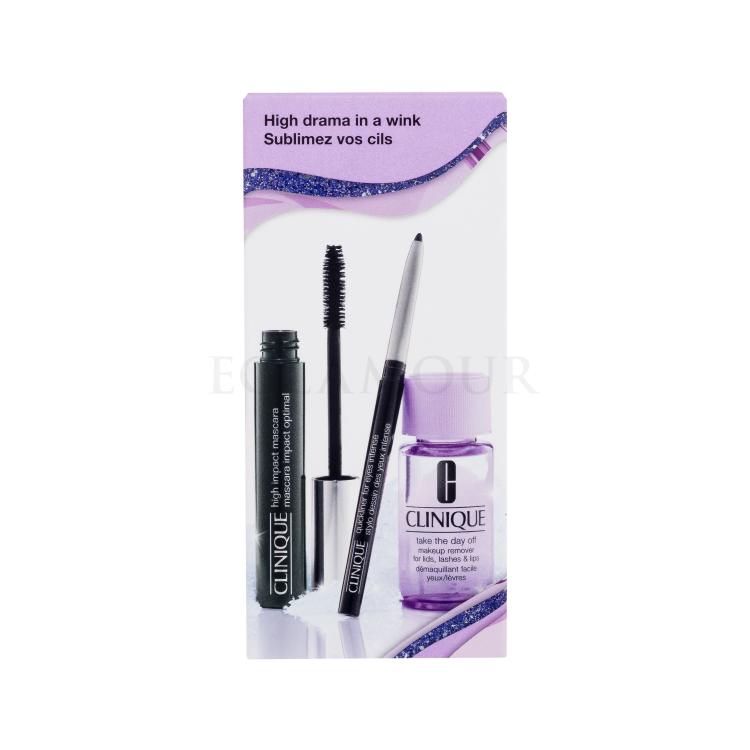 Clinique High Impact Favourites Zestaw Tusz do rzęs 7 ml + płyn do demakijażu 30 ml + kredka do oczu 14 g