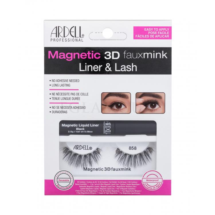 Ardell Magnetic 3D Faux Mink 858 Sztuczne rzęsy dla kobiet Odcień Black Zestaw