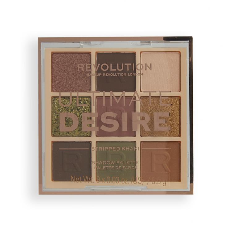 Makeup Revolution London Ultimate Desire Cienie do powiek dla kobiet 8,1 g Odcień Stripped Khaki