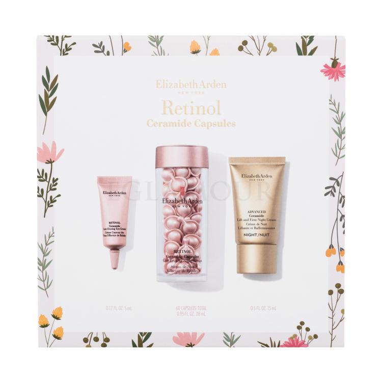 Elizabeth Arden Retinol Ceramide Capsules Night Set Zestaw Krem na noc  Retinol Ceramide Capsules Line Erasing Night Serum 60 szt + Krem pod oczy Retinol Ceramide Line Erasing Eye Cream 5 ml + Krem na noc Advanced Ceramide Lift and Firm Night Cream 15 ml