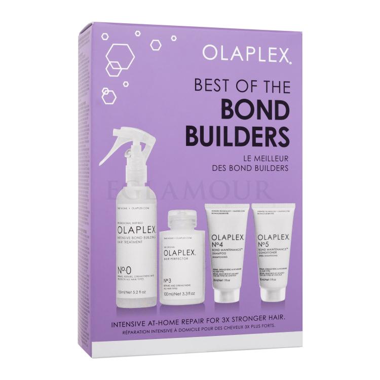 Olaplex Best Of The Bond Builders Zestaw Serum do włosów Intensive Bond Building Hair Treatment No.0 155 ml + Balsam do włosów Hair Perfector No.3 100 ml + Szampon Bond Maintenance Shampoo No. 4 30 ml + Odżywka Bond Maintenance Conditioner No. 5 30 ml