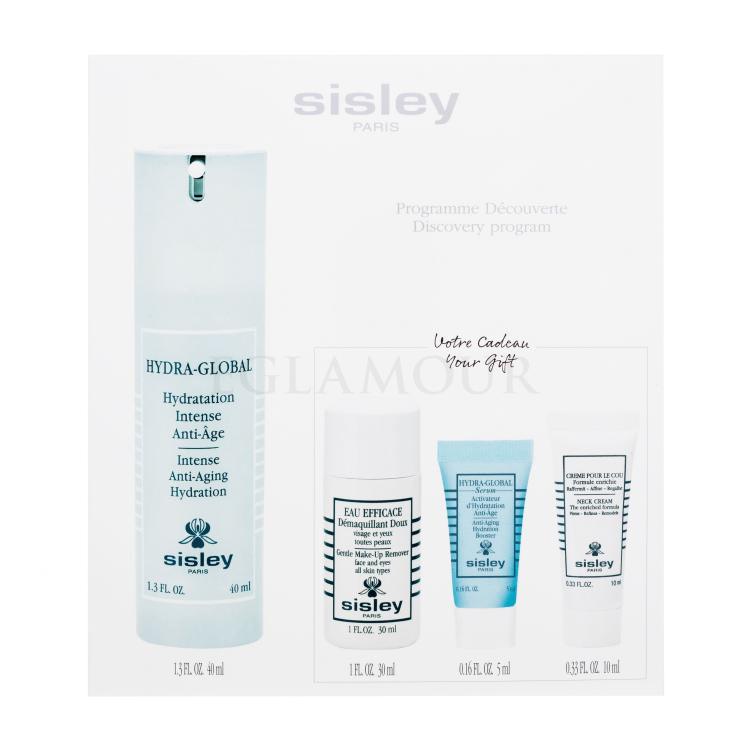 Sisley Hydra-Global Discovery Program Zestaw Krem do twarzy Hydra Global Intense Anti Aging Hydration 40 ml + Serum do twarzy  Hydra-Global Anti-Aging Hydration Booster 5 ml + Krem do dekoltu  Neck Cream Enriched Formula 10 ml + Płyn do demakijażu Eau Efficace Gentle Make-up Remover 30 ml