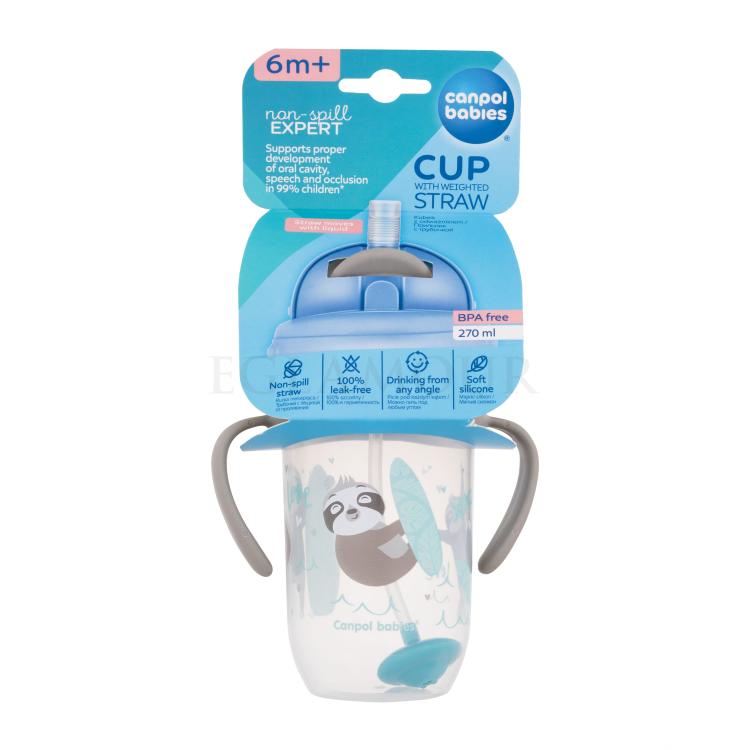 Canpol babies Exotic Animals Non-Spill Expert Cup With Weighted Straw Grey Kubek dla dzieci 270 ml