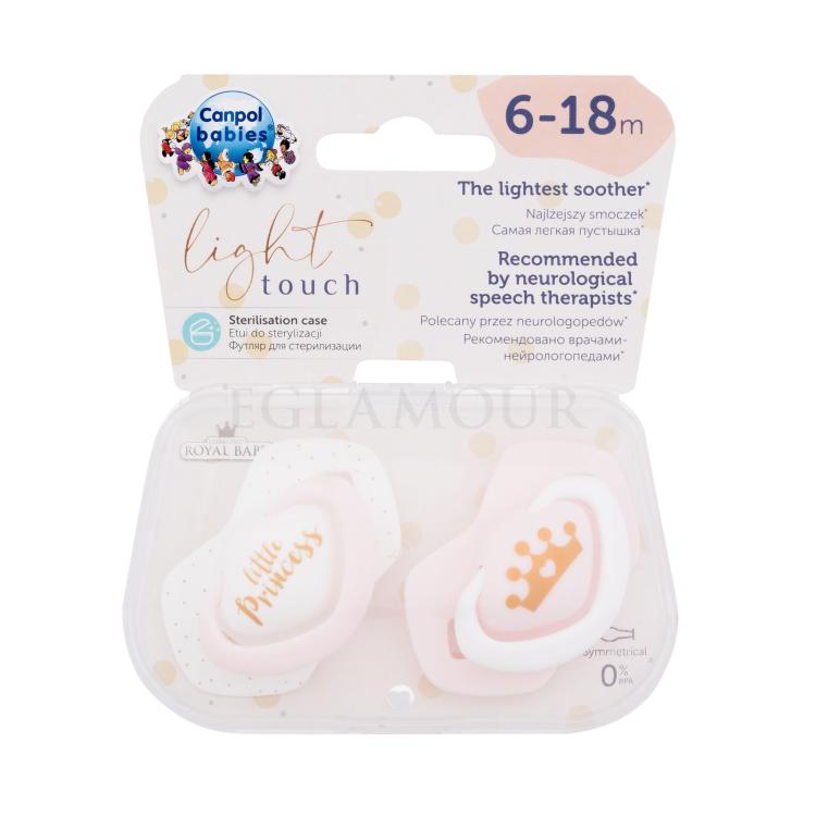 Canpol babies Royal Baby Light Touch Little Princess 6-18m Smoczek dla dzieci 2 szt