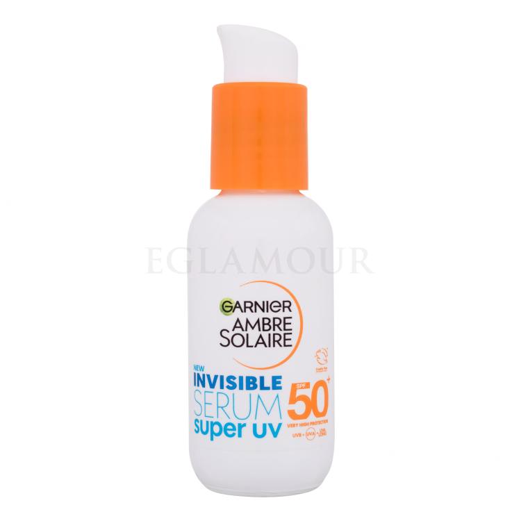 Garnier Ambre Solaire Super UV Invisible Serum SPF50+ Preparat do opalania twarzy 30 ml Uszkodzone pudełko