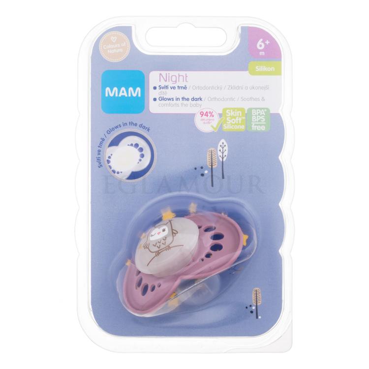 MAM Night Silicone Pacifier 6m+ Owl Smoczek dla dzieci 1 szt