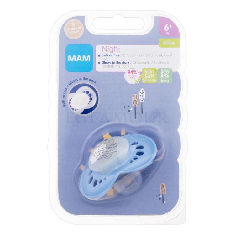 MAM Night Silicone Pacifier 6m+ Sky Smoczek dla dzieci 1 szt