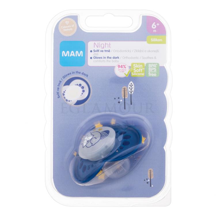 MAM Night Silicone Pacifier 6m+ Raccoon Smoczek dla dzieci 1 szt