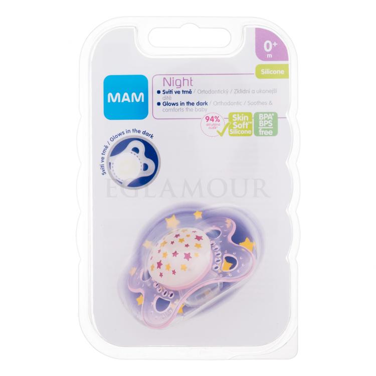 MAM Night Silicone Pacifier 0m+ Stars Smoczek dla dzieci 1 szt