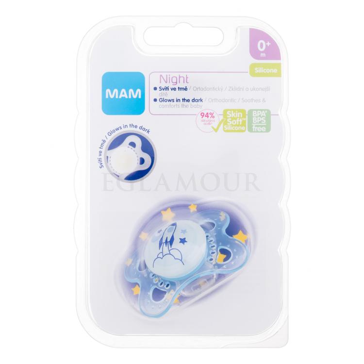 MAM Night Silicone Pacifier 0m+ Rocket Smoczek dla dzieci 1 szt